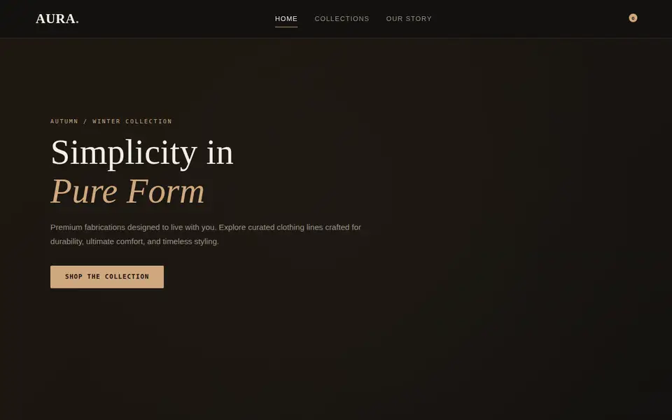 AURA — desktop view of the landing screen
