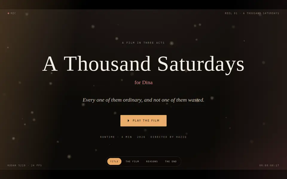 A Thousand Saturdays — the title card on desktop