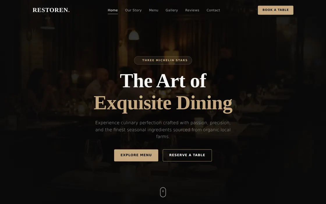 Restoren — fine dining menu and reservation site