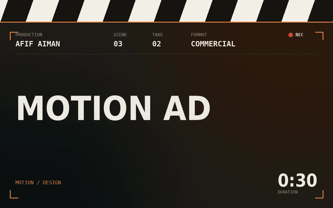 Motion ad — title slate