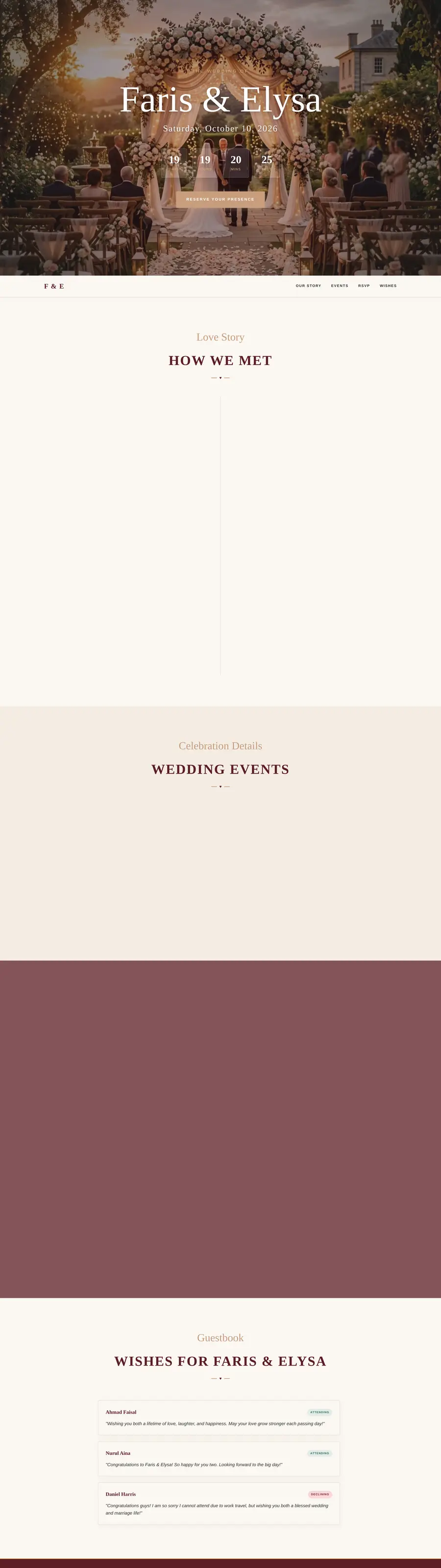 Faris & Elysa — full page scroll