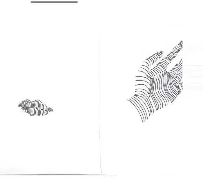 An open hand described entirely in continuous contour lines