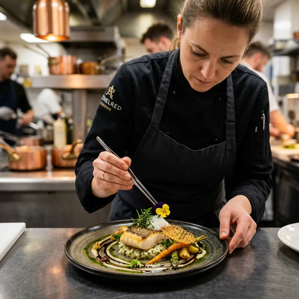 Chef Marcus Sterling plating a dish